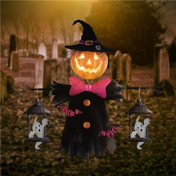 Boutique Other - Solar Halloween Yard Decoration Iron Scarecrow Jack O'Lantern